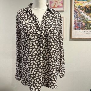 NWT Ann Taylor Taupe/Grey & Cream Giraffe Print Blouse